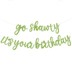 BEISHIDA Grass Green Go Shawty It's Your Birthday Banner – 11.4ft, Pre-Strung Glitter Party Sign