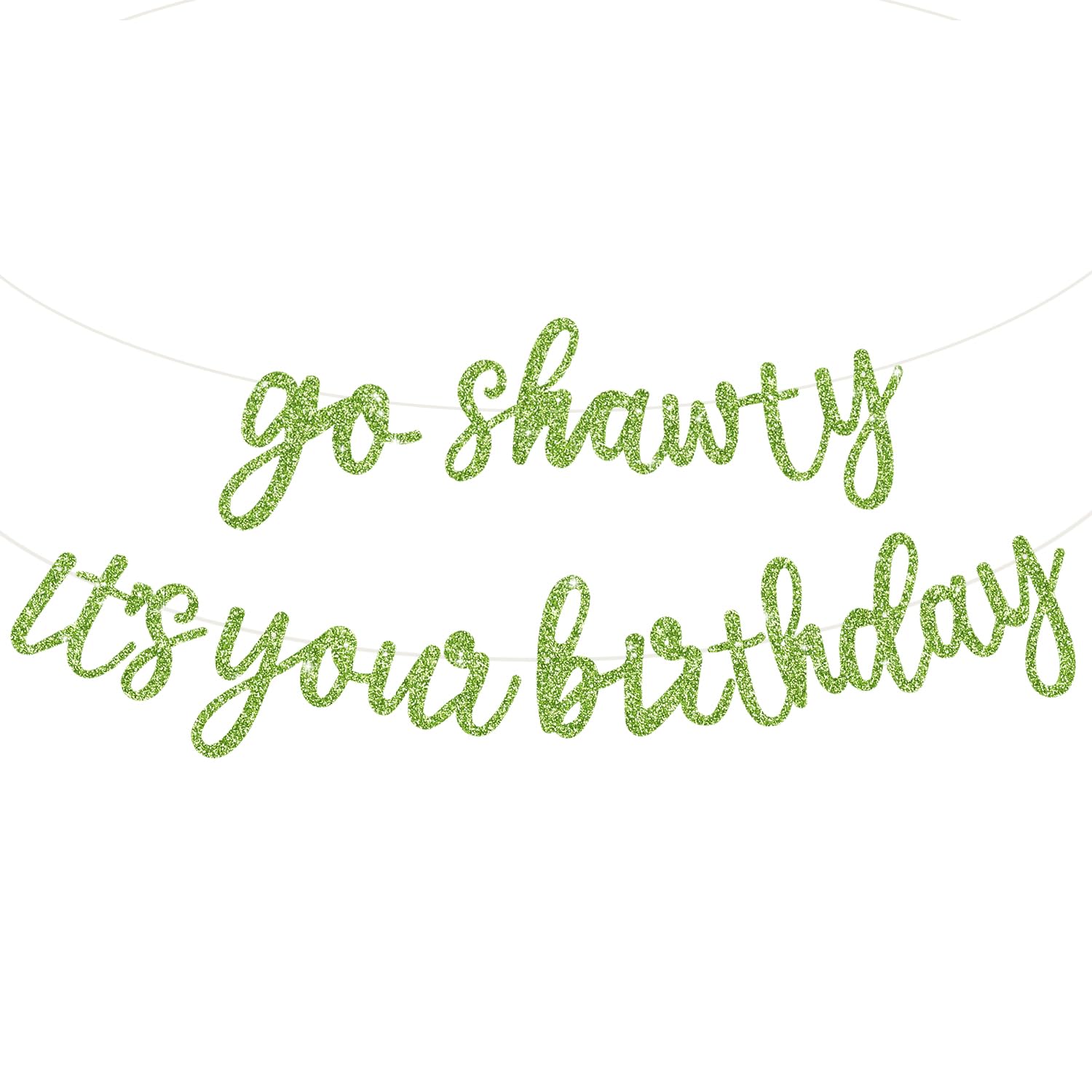 BEISHIDA Grass Green Go Shawty It's Your Birthday Banner – 11.4ft, Pre-Strung Glitter Party Sign