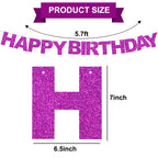 BEISHIDA Purple Happy Birthday Banner – Pre-Strung, No DIY, Gold Foil Edges