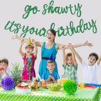 BEISHIDA Green Go Shawty It's Your Birthday Banner - Pre-Strung Glitter Hip Hop Decor