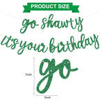 BEISHIDA Green Go Shawty It's Your Birthday Banner - Pre-Strung Glitter Hip Hop Decor