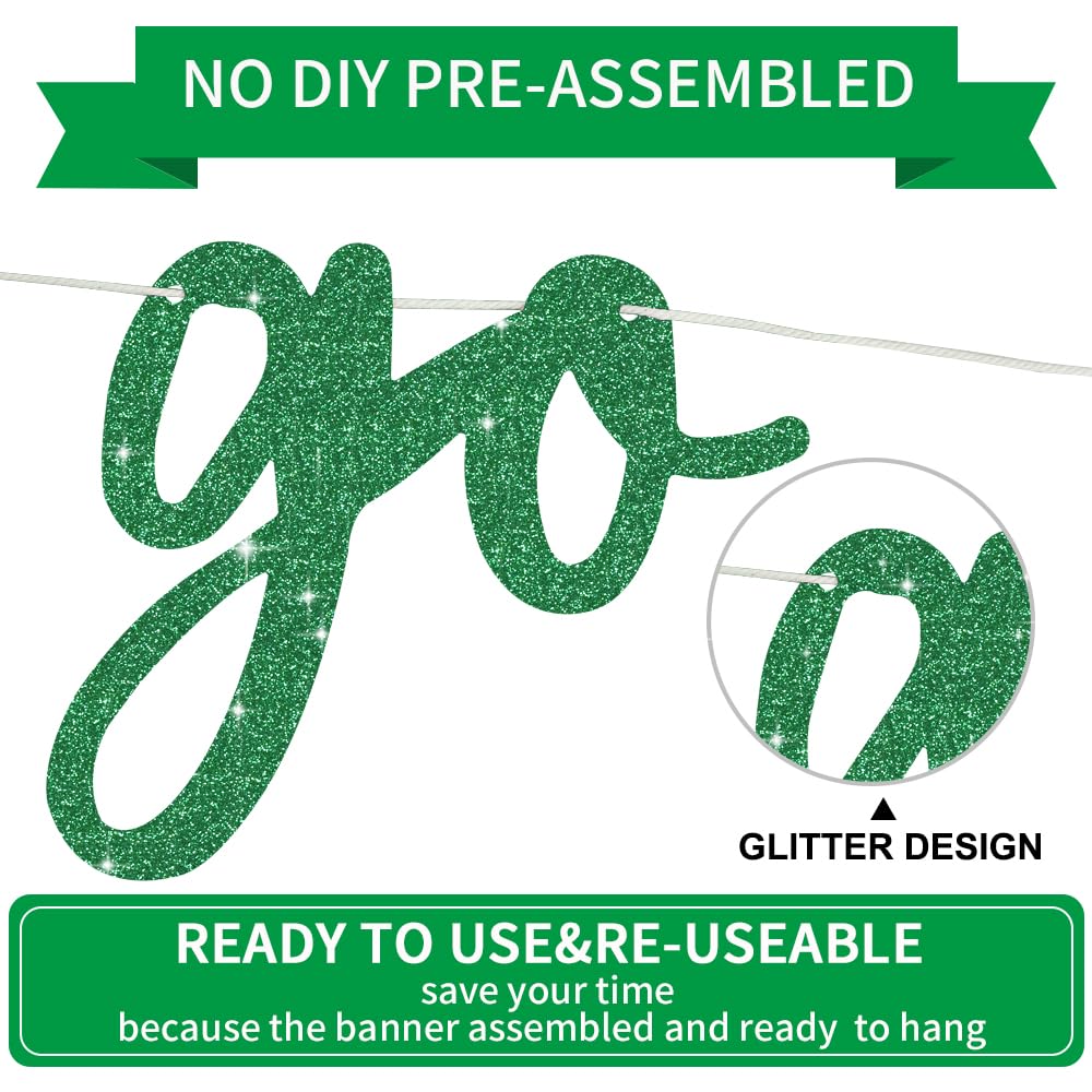 BEISHIDA Green Go Shawty It's Your Birthday Banner - Pre-Strung Glitter Hip Hop Decor