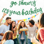 BEISHIDA Green Go Shawty It's Your Birthday Banner - Pre-Strung Glitter Hip Hop Decor