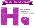 BEISHIDA Purple Happy Birthday Banner – Pre-Strung, No DIY, Gold Foil Edges