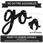 BEISHIDA Black Go Shawty Birthday Banner - Pre-Strung 11.4ft Hip Hop Glitter
