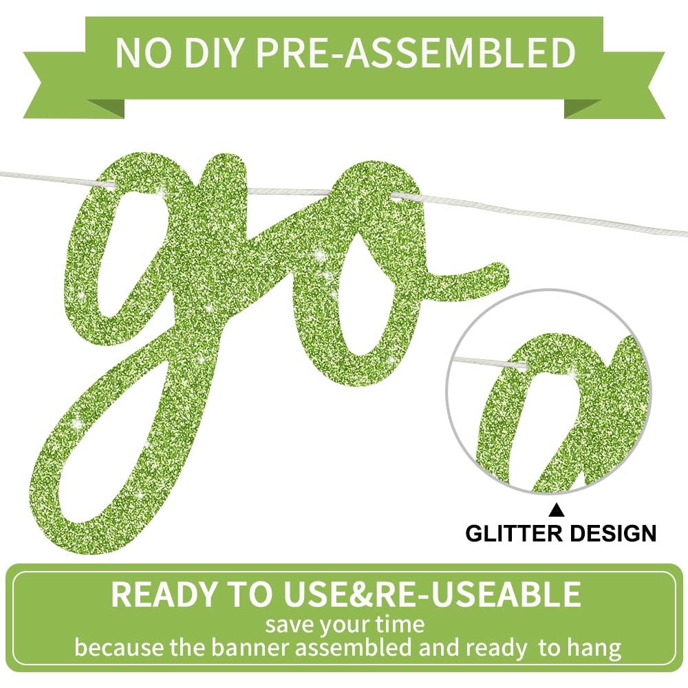 BEISHIDA Grass Green Go Shawty It's Your Birthday Banner – 11.4ft, Pre-Strung Glitter Party Sign