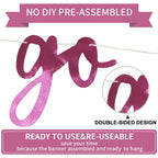 BEISHIDA Double-Sided Pink Go Shawty Birthday Banner – Pre-Strung 11.4ft Glitter Hip Hop Theme