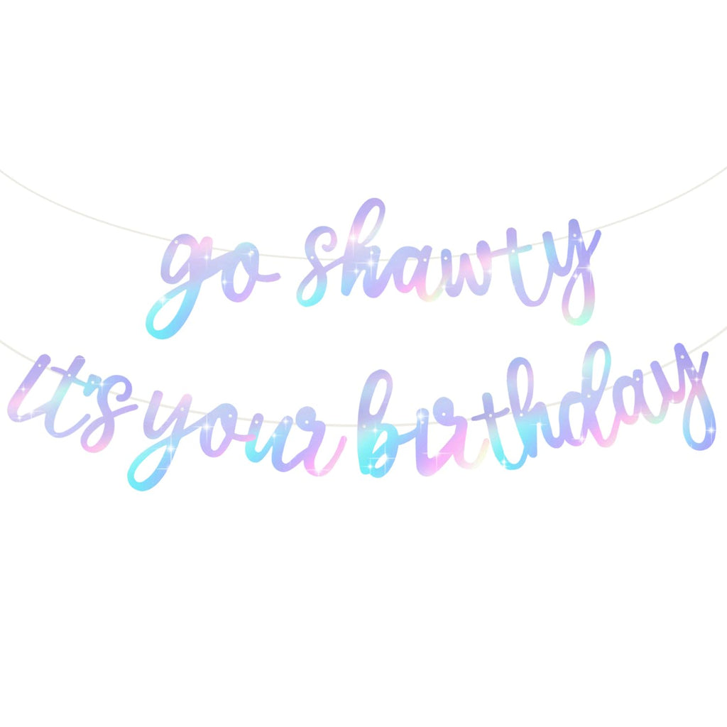 BEISHIDA Iridescent Go Shawty Banner – Pre-Strung Birthday Party Decor (Hip Hop Theme)