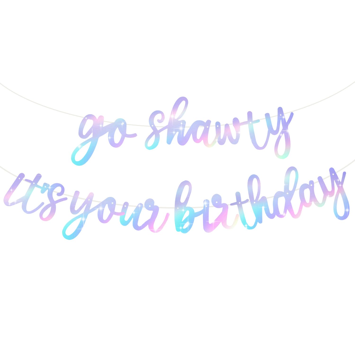 BEISHIDA Iridescent Go Shawty Banner – Pre-Strung Birthday Party Decor (Hip Hop Theme)