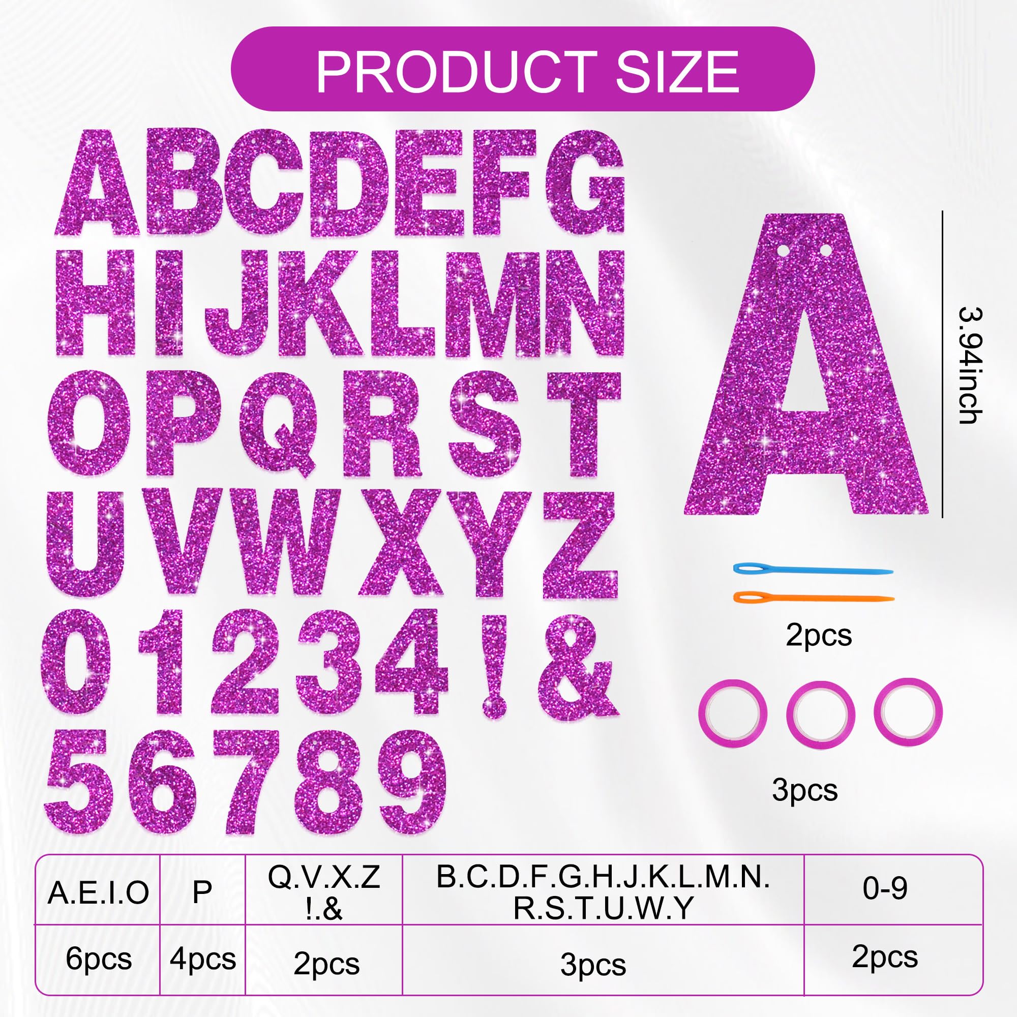 BEISHIDA 116 PCS A-Z Glitter Purple DIY Letter Banner Kit for Birthday, Graduation, Wedding Decor