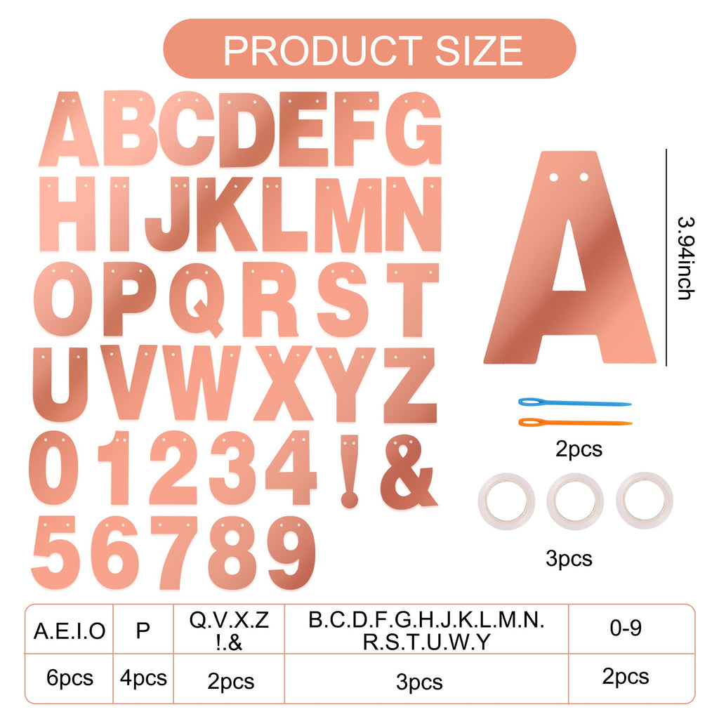BEISHIDA Double-Sided Rose Gold 116-Piece DIY Letter Banner Kit | Custom Birthday & Wedding Decor