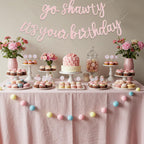 BEISHIDA Light Pink Go Shawty It's Your Birthday Banner – 11.4ft, Pre-Strung Glitter Hip Hop Theme