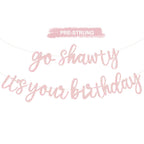 BEISHIDA Light Pink Go Shawty It's Your Birthday Banner – 11.4ft, Pre-Strung Glitter Hip Hop Theme
