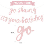 BEISHIDA Light Pink Go Shawty It's Your Birthday Banner – 11.4ft, Pre-Strung Glitter Hip Hop Theme
