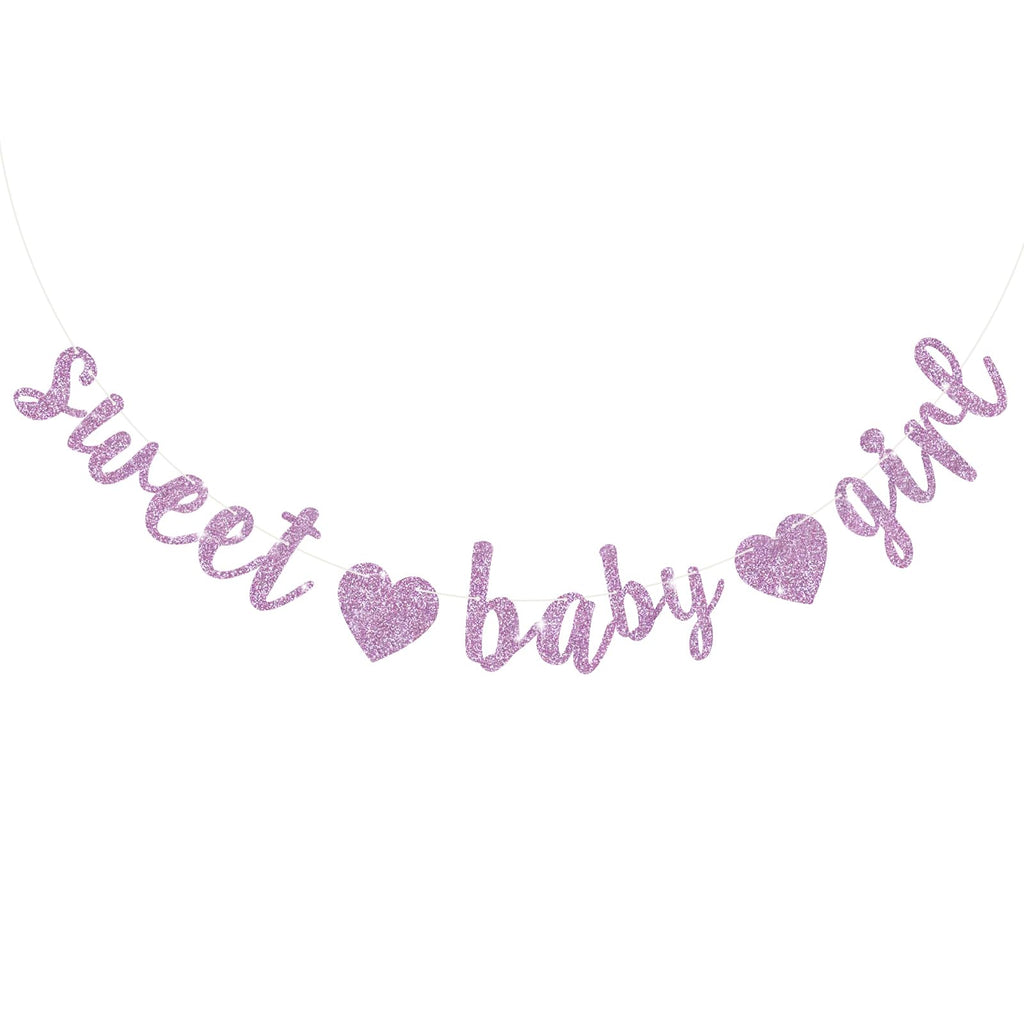 BEISHIDA Light Purple Glitter Girl Baby Banner – Pre-Strung, No DIY, Ready to Hang