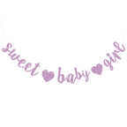 BEISHIDA Light Purple Glitter Girl Baby Banner – Pre-Strung, No DIY, Ready to Hang