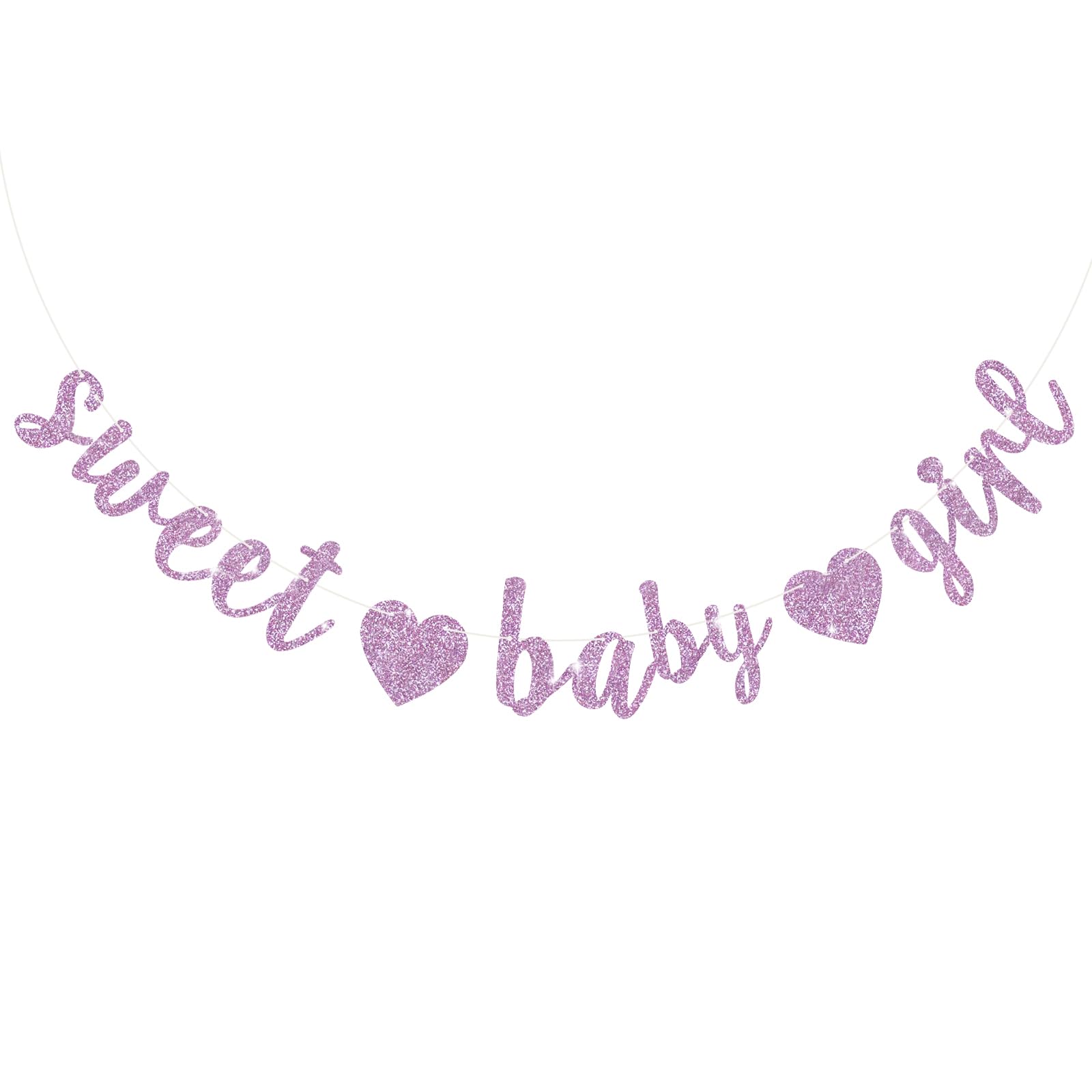 BEISHIDA Light Purple Glitter Girl Baby Banner – Pre-Strung, No DIY, Ready to Hang