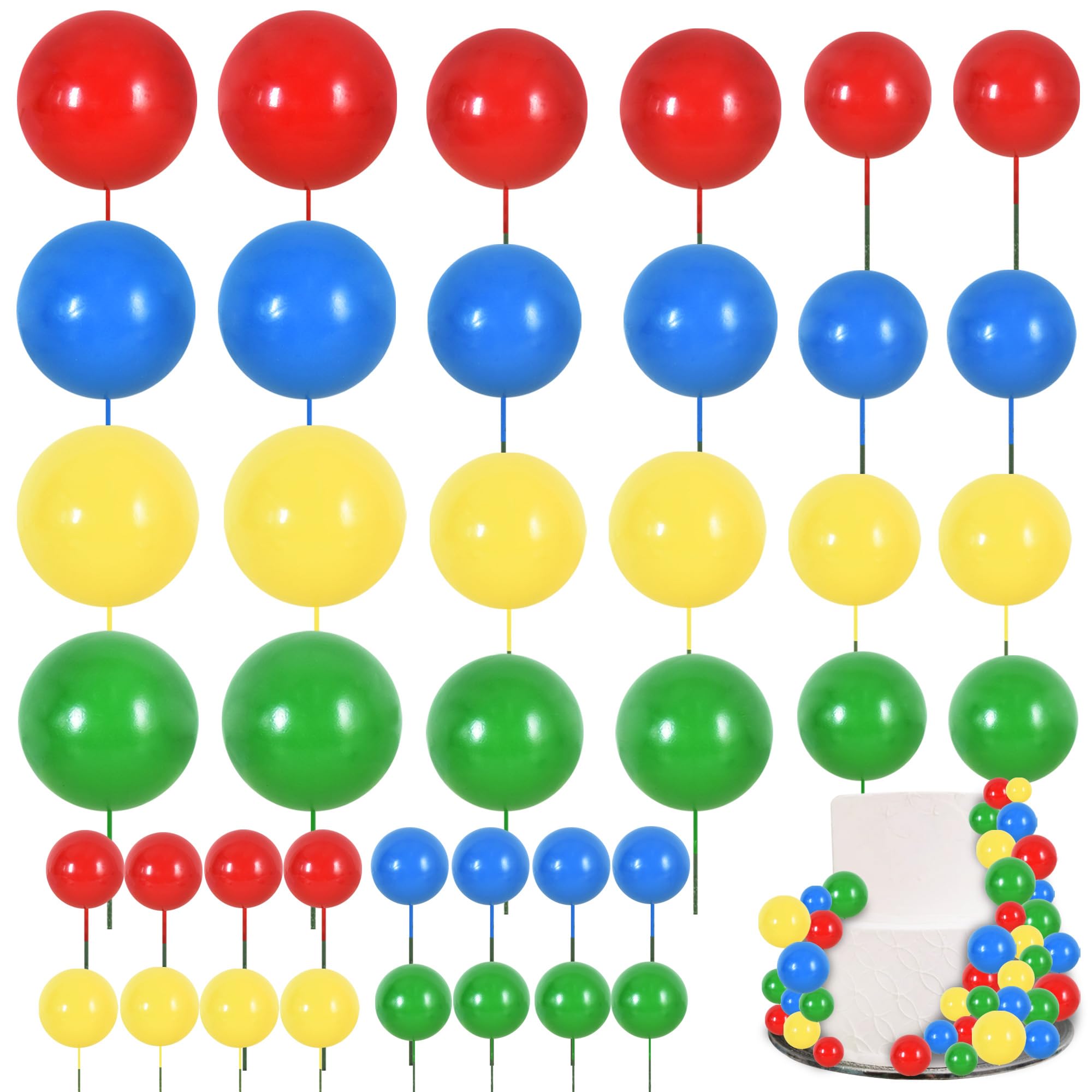 BEISHIDA 40 Pcs Mini Balls Cake Toppers | Foam Ball Inserts for Birthday, Wedding & Baby Shower