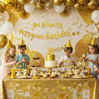 BEISHIDA Double-Sided Gold Go Shawty Birthday Banner, 11.4ft, Pre-Strung Glitter Party Sign