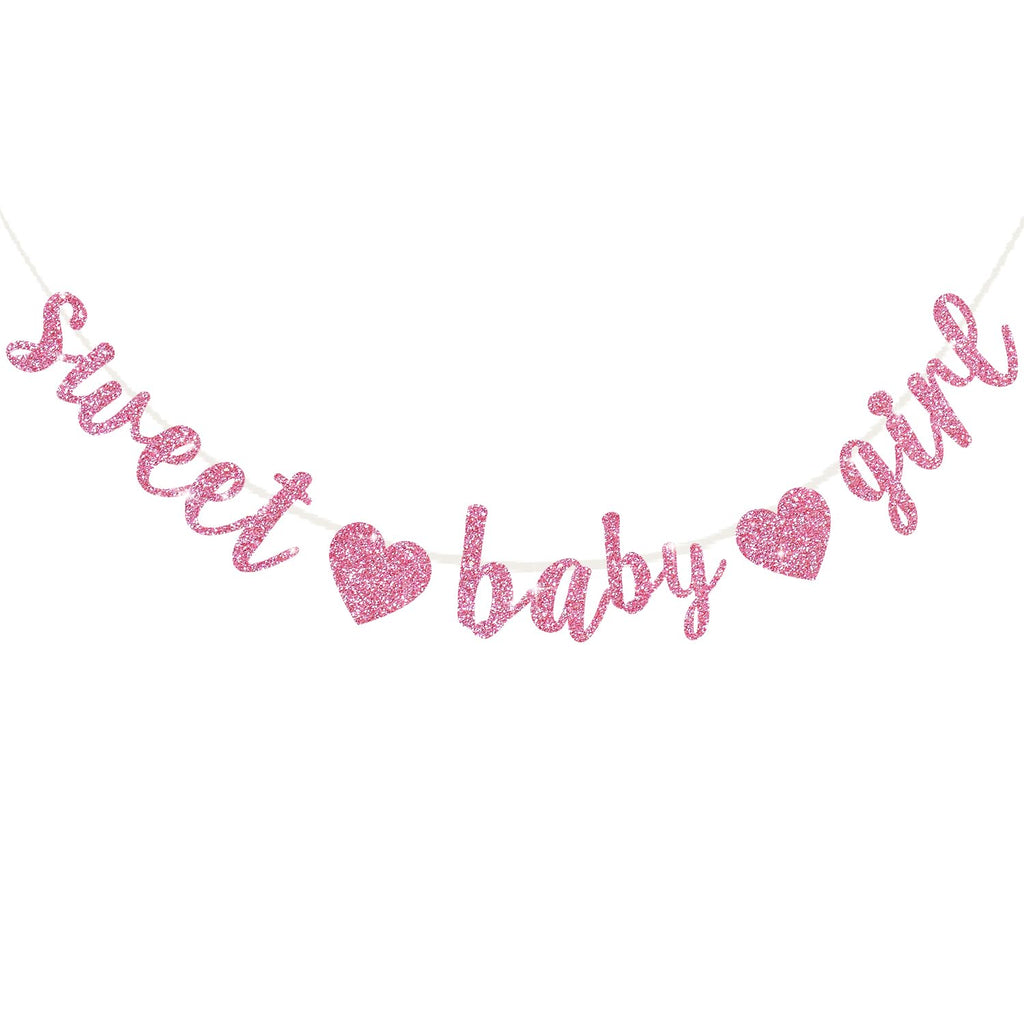 BEISHIDA Pink Glitter Girl Baby Banner – Pre-Strung No-DIY Party Decor for Girls
