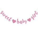 BEISHIDA Pink Glitter Girl Baby Banner – Pre-Strung No-DIY Party Decor for Girls