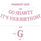 BEISHIDA Pink Go Shawty Birthday Banner - Pre-Strung Glitter Happy Birthday Decor (Hip Hop Theme)
