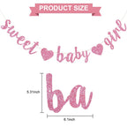 BEISHIDA Pink Glitter Girl Baby Banner – Pre-Strung No-DIY Party Decor for Girls
