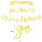 BEISHIDA Glitter Light Yellow Go Shawty Birthday Banner – 11.4ft, Pre-Strung, NO-DIY