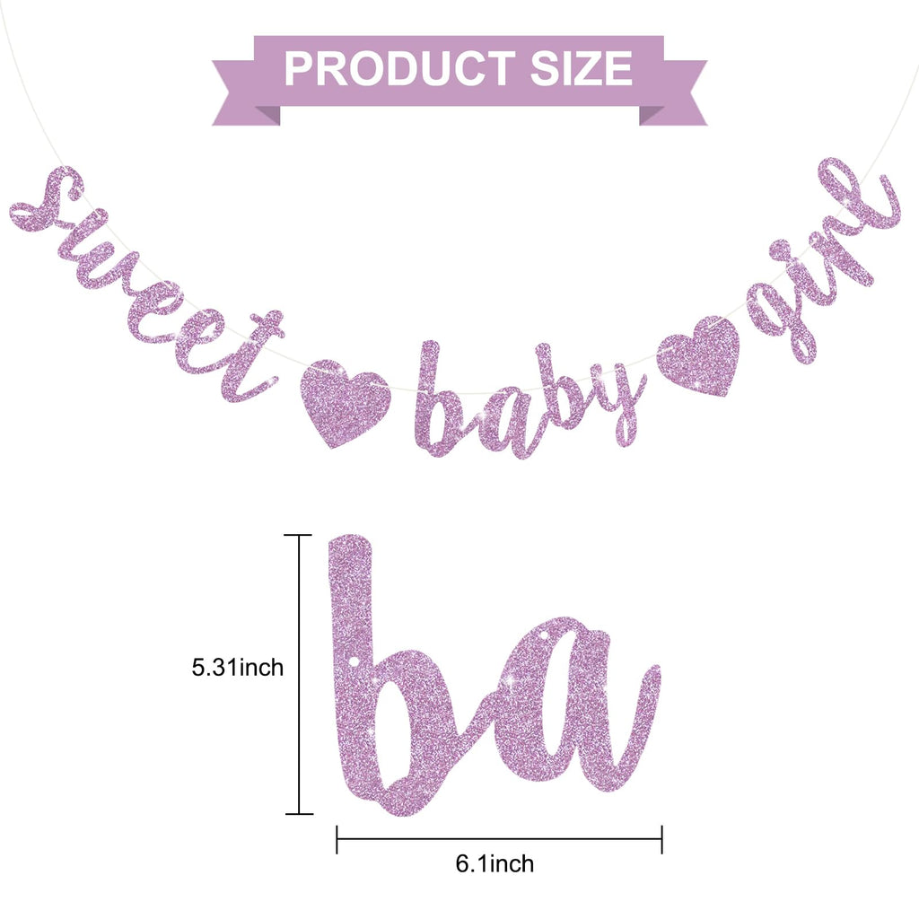 BEISHIDA Light Purple Glitter Girl Baby Banner – Pre-Strung, No DIY, Ready to Hang