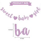 BEISHIDA Light Purple Glitter Girl Baby Banner – Pre-Strung, No DIY, Ready to Hang