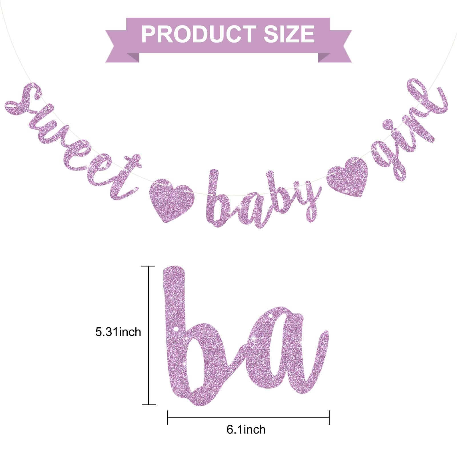 BEISHIDA Light Purple Glitter Girl Baby Banner – Pre-Strung, No DIY, Ready to Hang