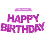 BEISHIDA Purple Happy Birthday Banner – Pre-Strung, No DIY, Gold Foil Edges