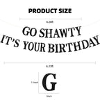 BEISHIDA Black Go Shawty Birthday Banner - Pre-Strung Glitter Hip Hop Decor (No DIY)