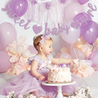 BEISHIDA Light Purple Glitter Girl Baby Banner – Pre-Strung, No DIY, Ready to Hang