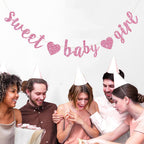 BEISHIDA Pink Glitter Girl Baby Banner – Pre-Strung No-DIY Party Decor for Girls