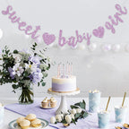 BEISHIDA Light Purple Glitter Girl Baby Banner – Pre-Strung, No DIY, Ready to Hang
