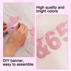 BEISHIDA 116 PCS A-Z Glitter Pink DIY Letter Banner Kit – Customizable Party Decor for Birthday, Graduation & More