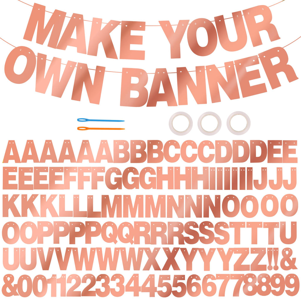BEISHIDA Double-Sided Rose Gold 116-Piece DIY Letter Banner Kit | Custom Birthday & Wedding Decor