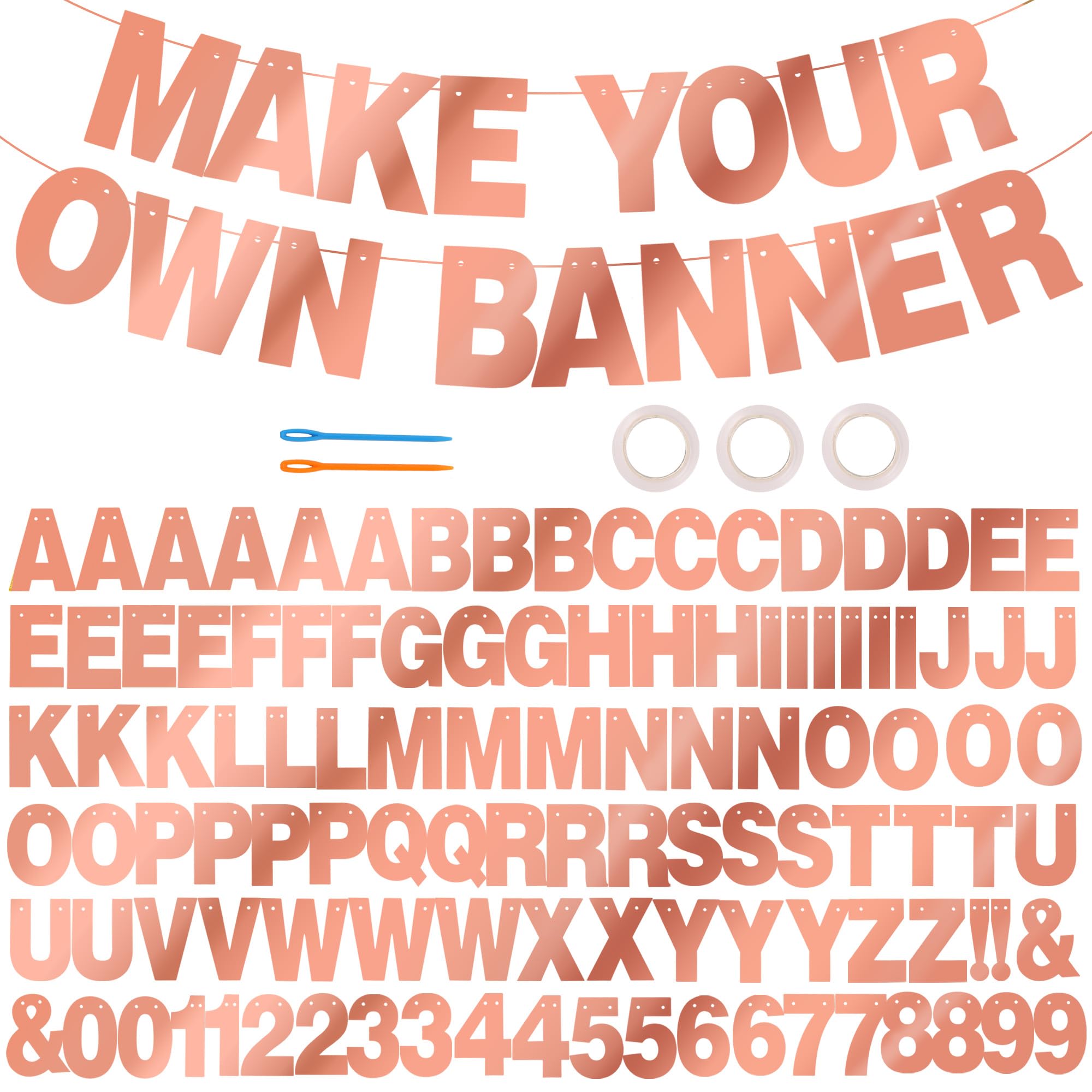 BEISHIDA Double-Sided Rose Gold 116-Piece DIY Letter Banner Kit | Custom Birthday & Wedding Decor