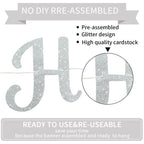 BEISHIDA Silver Glitter Birthday Banner - No DIY, 10 Feet, Pre-Strung Backdrop