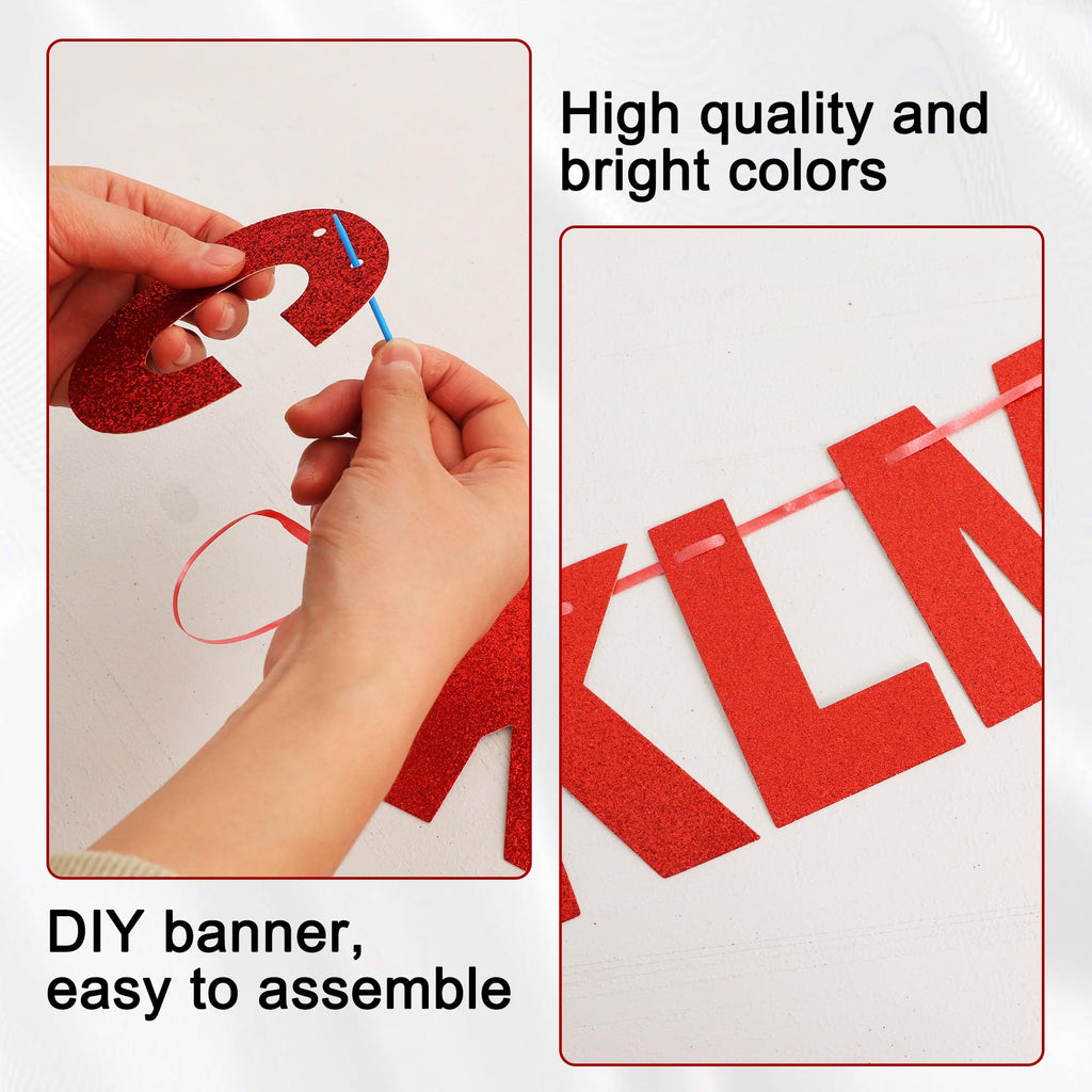 BEISHIDA 116PCS A-Z Glitter Letter Banner Kit – 111 Letters & Numbers, 3 Ropes, 2 Threading Devices