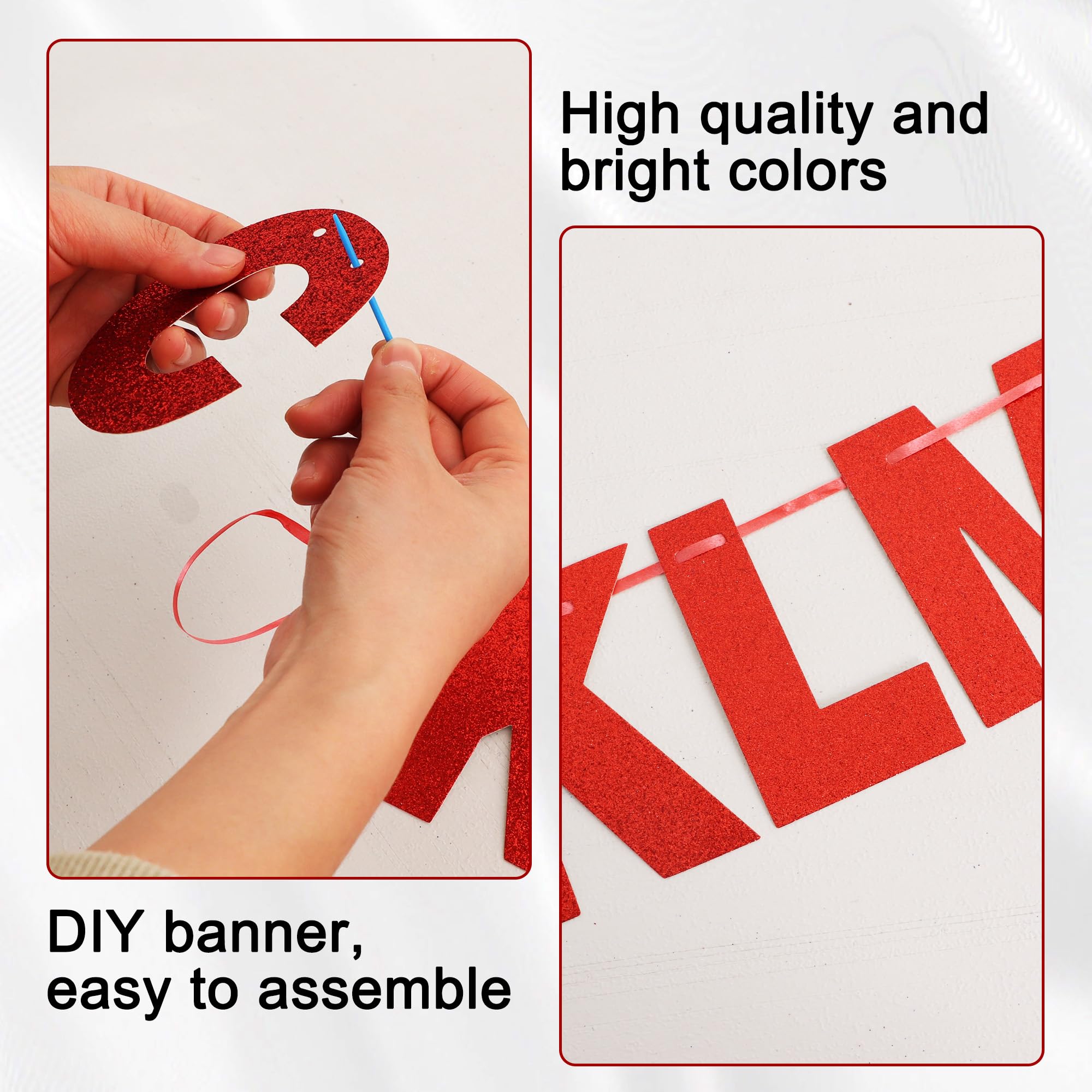 BEISHIDA 116PCS A-Z Glitter Letter Banner Kit – 111 Letters & Numbers, 3 Ropes, 2 Threading Devices