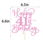 Bejotaa Pink Glitter 41st Birthday Cake Topper – 1pc