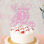 Bejotaa Pink Happy 49th Birthday Cake Topper – Glitter Cake Decor for Birthday & Anniversary
