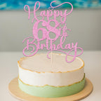 Bejotaa Pink Happy 68th Birthday Cake Topper | Glitter, Pre-assembled