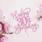 Bejotaa Pink Happy 30th Birthday Cake Topper - Glitter Party Decor