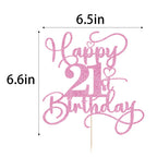 Bejotaa Pink Happy 21st Birthday Cake Topper – Glitter Party Decor