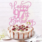 Bejotaa Pink Happy 97th Birthday Cake Topper | Glitter, Pre-Assembled Party Decor
