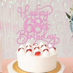 Bejotaa Pink Happy 68th Birthday Cake Topper | Glitter, Pre-assembled