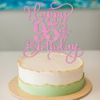 Bejotaa Pink Happy 95th Birthday Cake Topper – Glitter Cake Decoration for Milestones